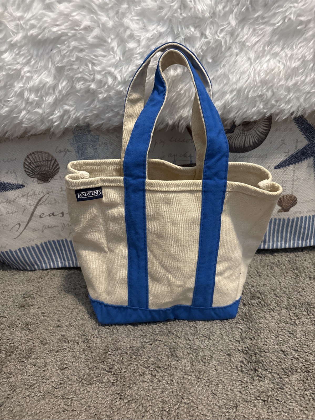 lands end mini tote Blue handles