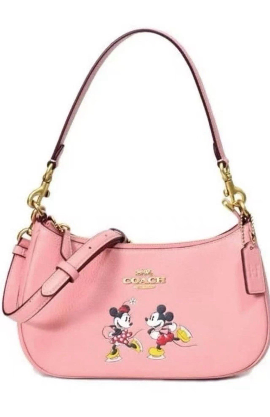 NWT COACH CM858 Disney X Coach Teri Shoulder Bag w Ice Skate Motif Blush Multi