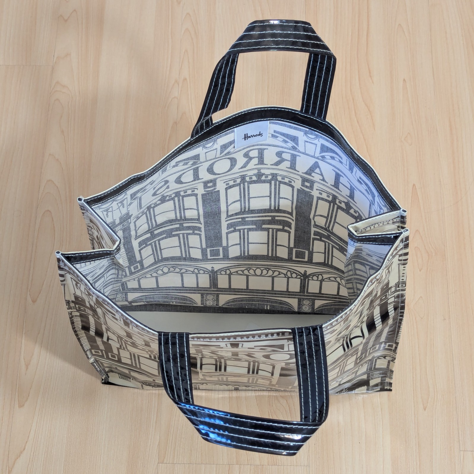 Harrods London Storefront Vinyl Shopper Tote Bag 15″x4″x17″