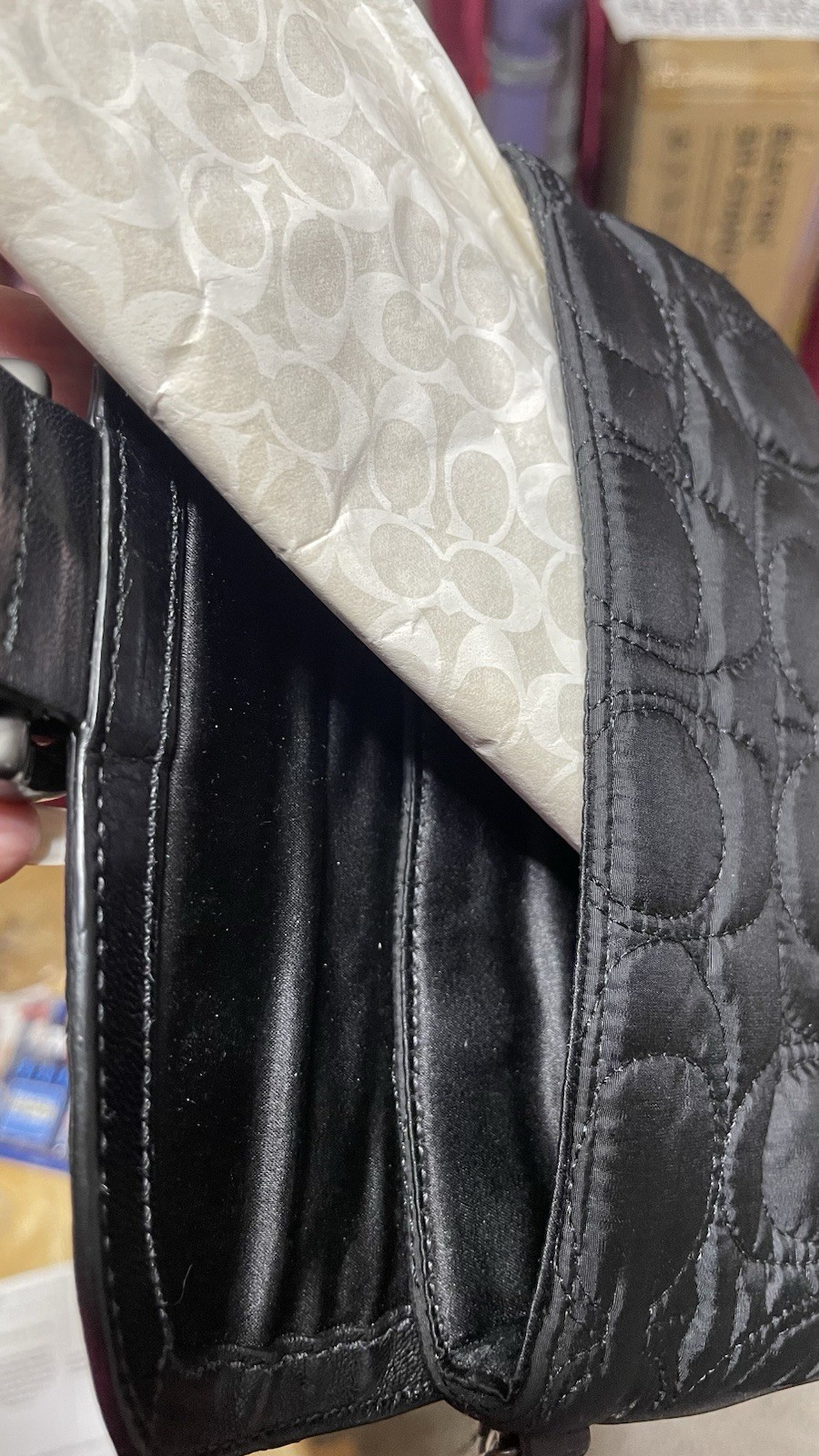 NEW Coach Black Button Wristlet Wallet Clutch Signature Logo