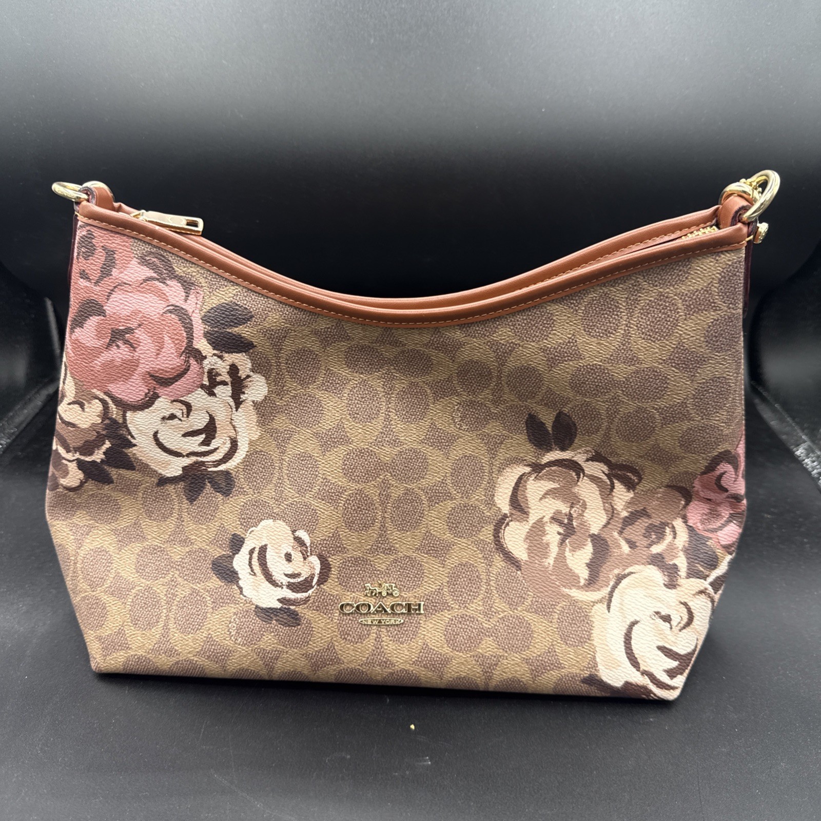 Coach Laurel Shoulder Bag In Signature Canvas With Rose Print CY729 AA15