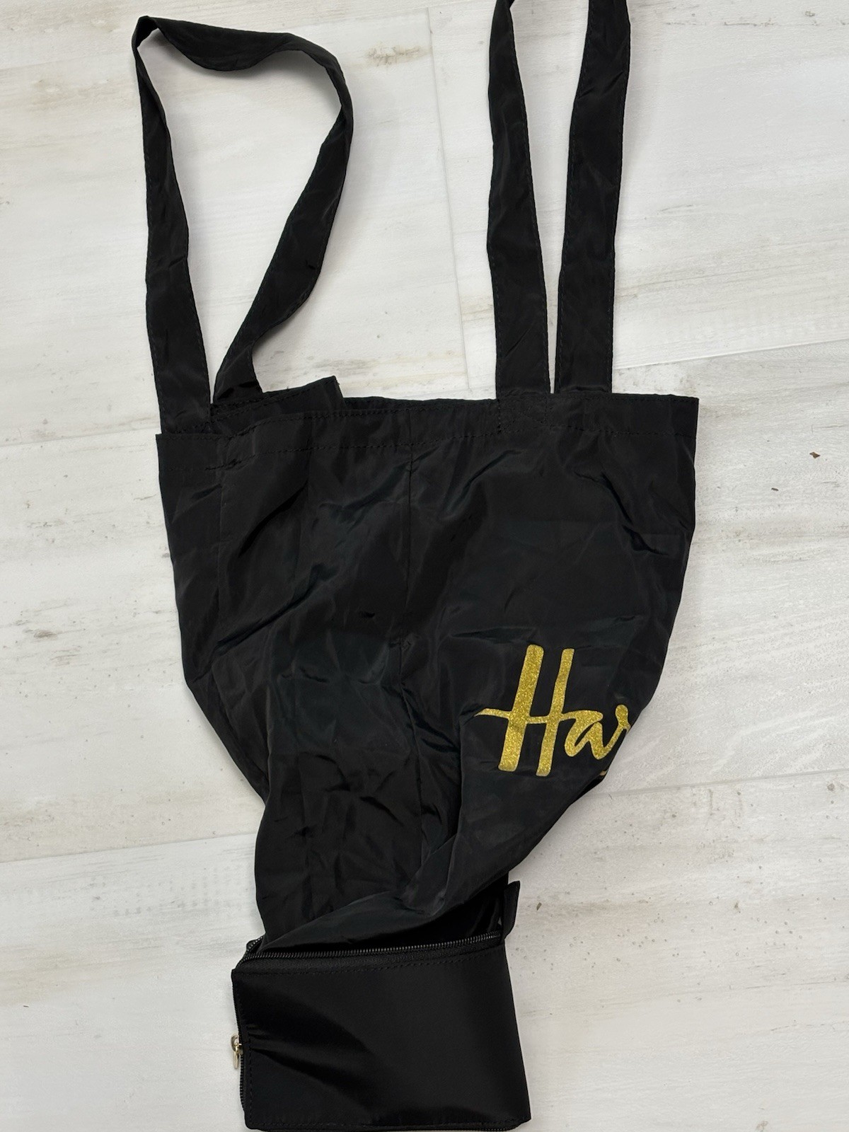 Harrods Shopping Bag Tote Gold Logo Packable Travel VGC