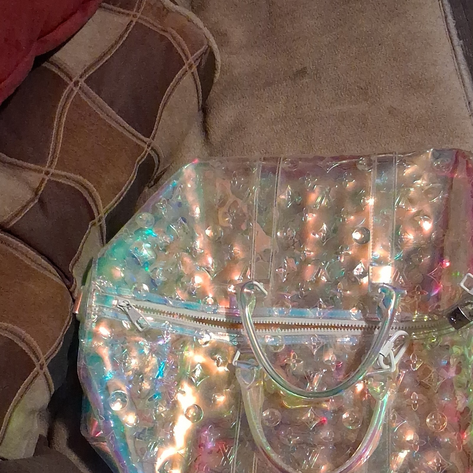 Louis Vuitton Iridescent Clear Monogram Top Handle Bag Zip Padlock Lock