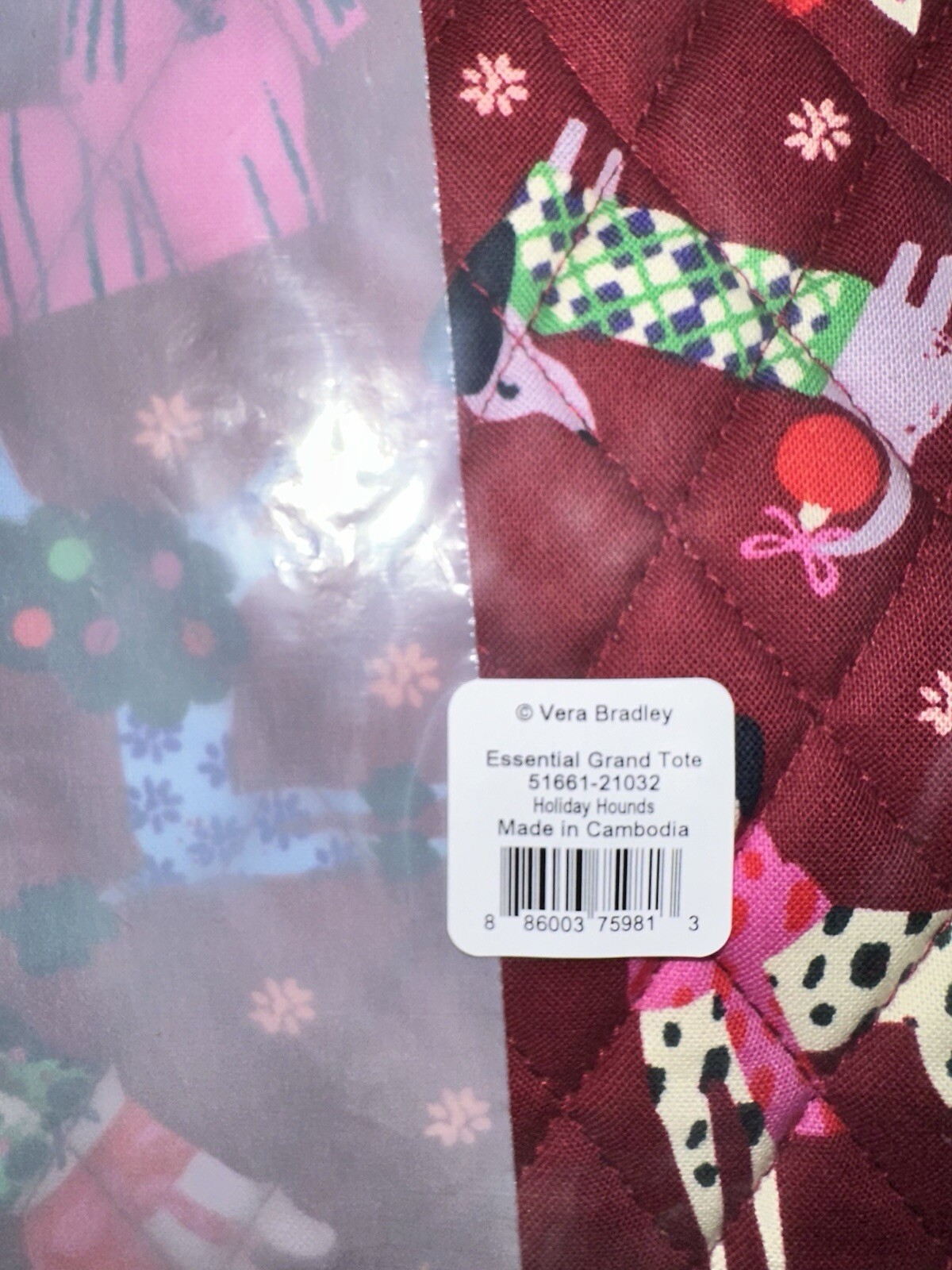 Vera Bradley Holiday Hounds Pattern Essential Grand Tote NWT