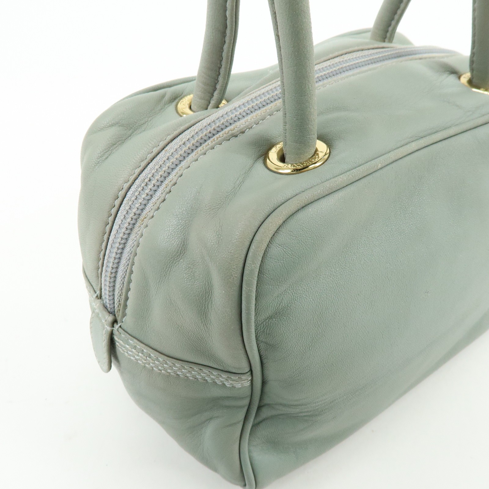 LOEWE Anagram Nappa Leather Mini Hand Bag Blue Authentic Used F/S