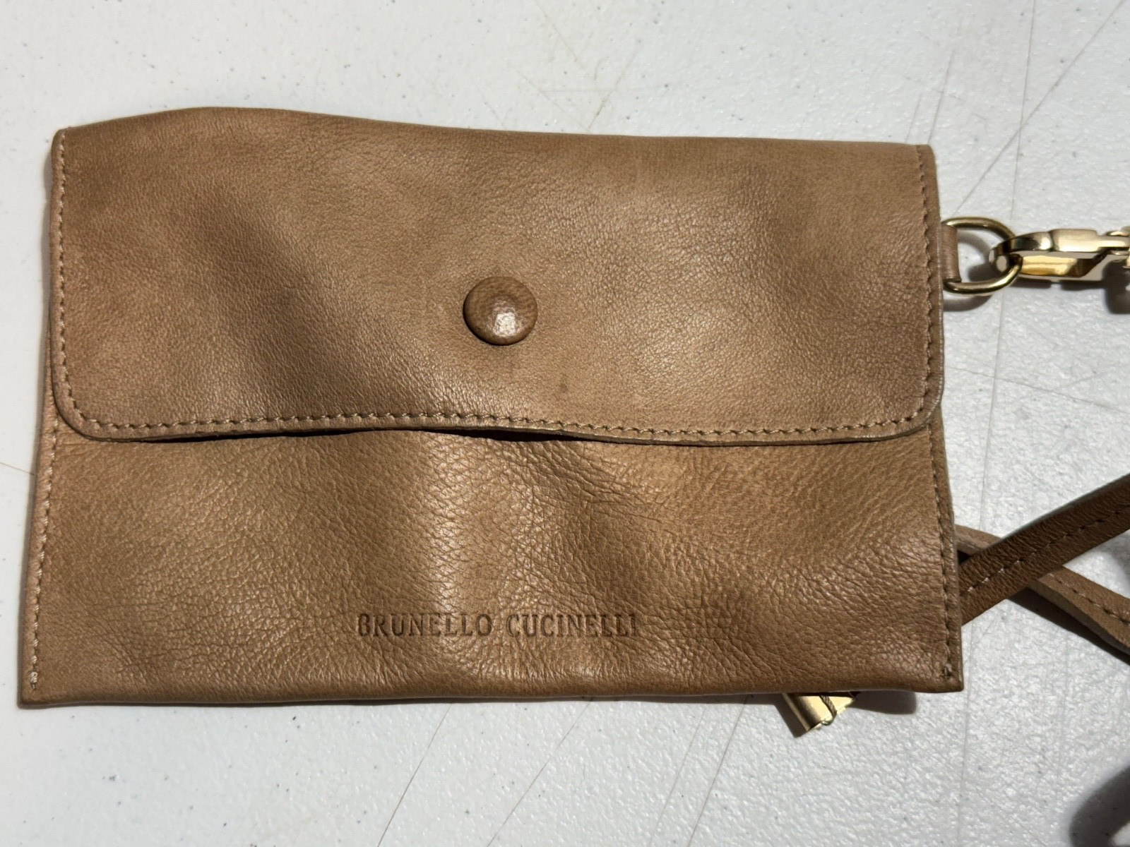 BRUNELLO CUCINELLI GENUINE LEATHER BROWN TAN CROSSBODY SHOULDER PURSE BAG TOTE