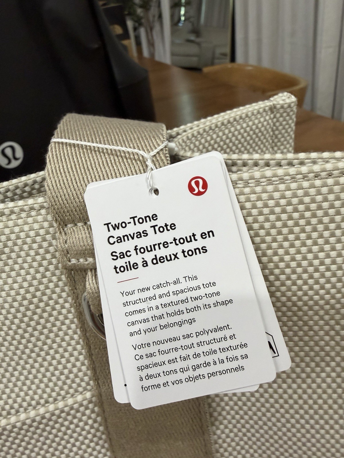 Lululemon 🤍 10L Mojave Tan & Light Ivory Two-Tone Canvas BIG Tote Bag 10 L