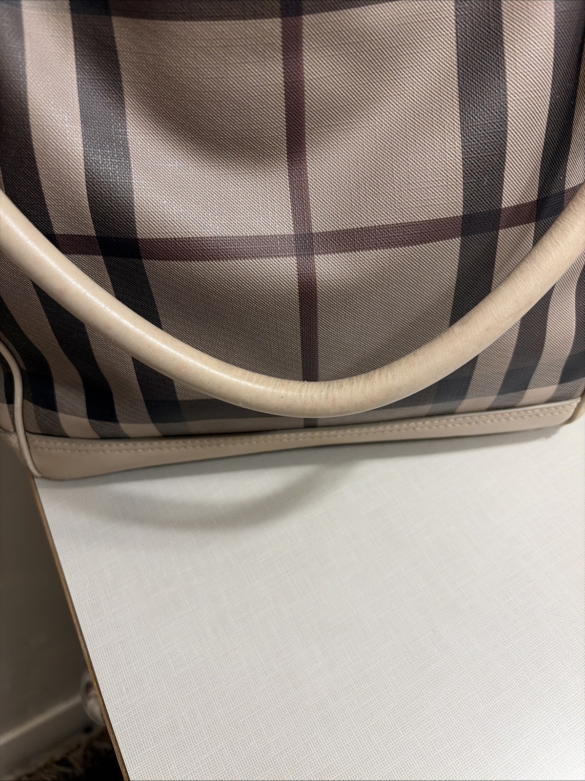 Burberry Beige Leather and PVC Totes Bag