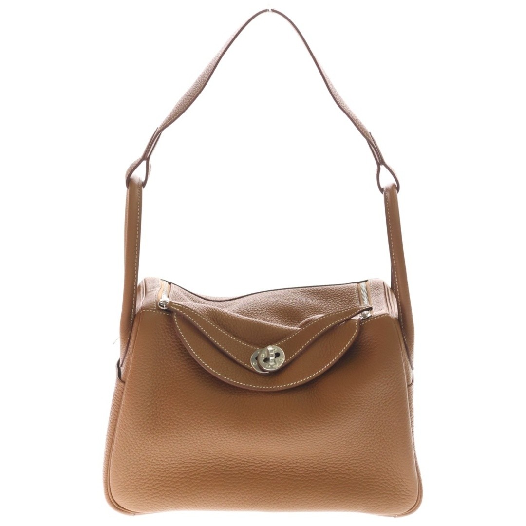 HERMES Lindy 30 Trillon Clemence Gold Shoulder Bag Silver Hardware Brown □R Used