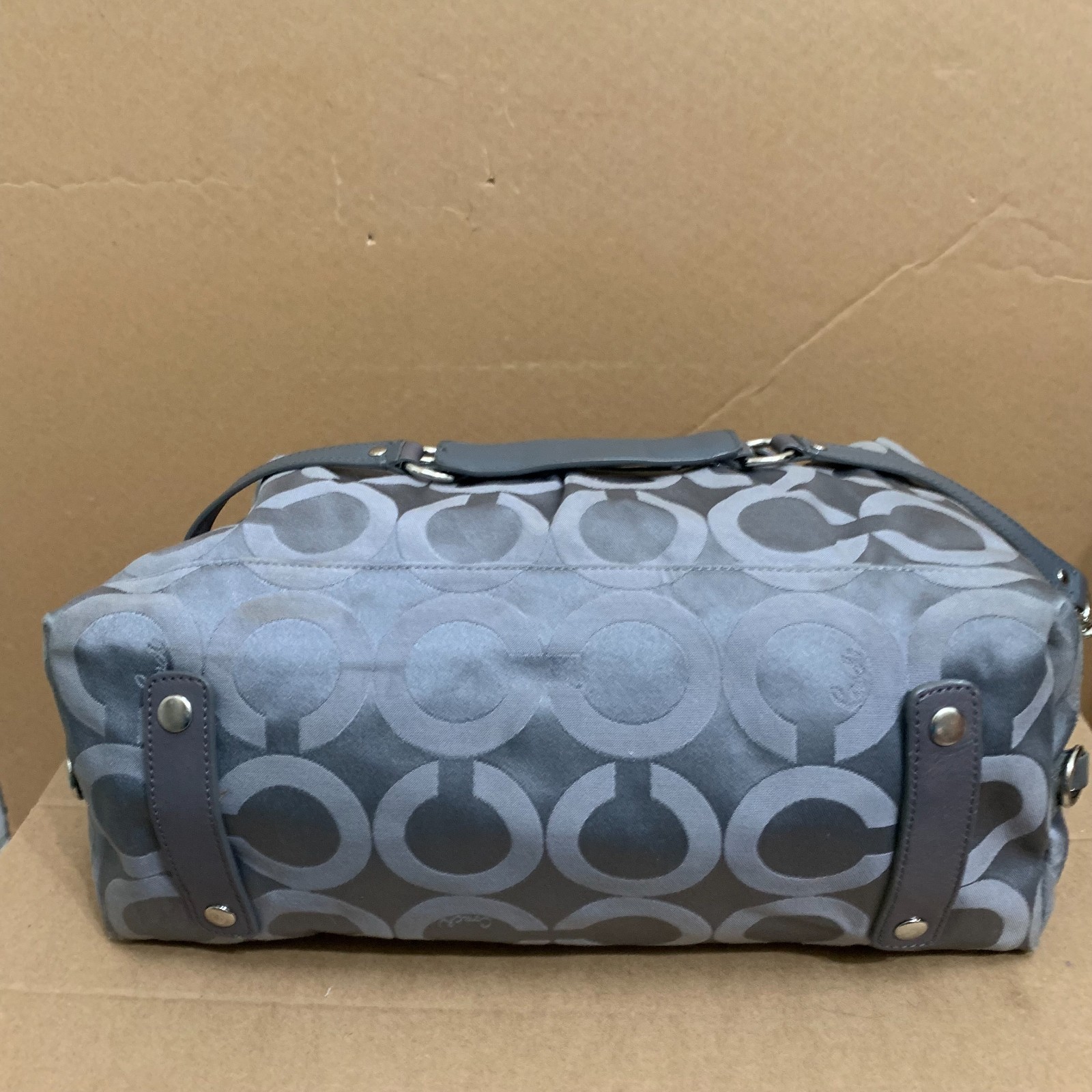 COACH MADISON Large Gray OP ART Logo Vintage SABRINA Satchel/Shoulder Bag #12943