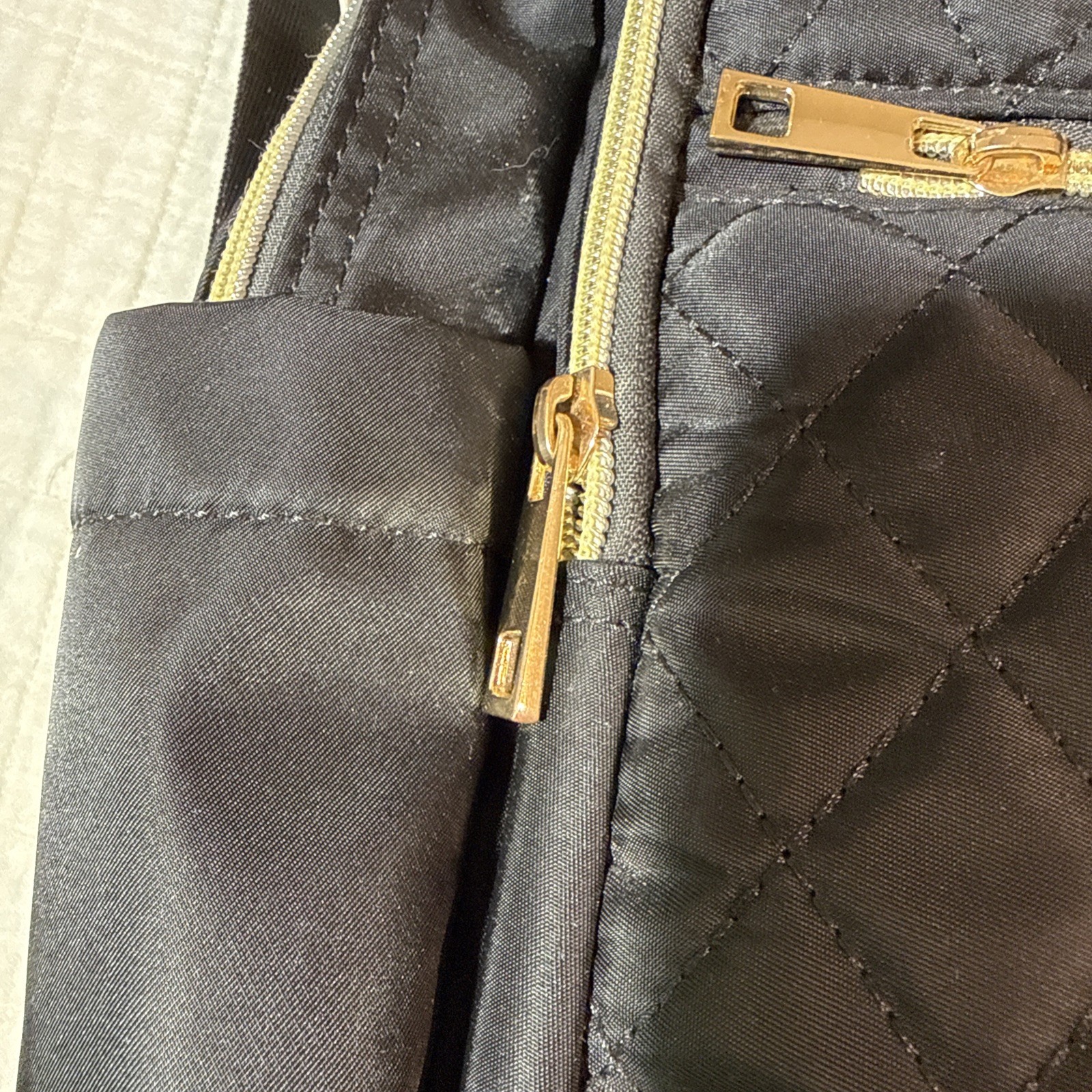 Modoker Quilted Backpack Black Gold Laptop Bag Travel College Work USB Port