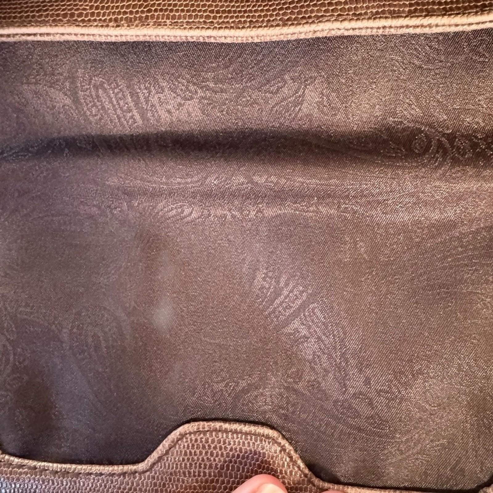 Lord & Taylor Brown Leather (Possibly Snake/Lizard Skin) Shoulder/X-Body/Handbag
