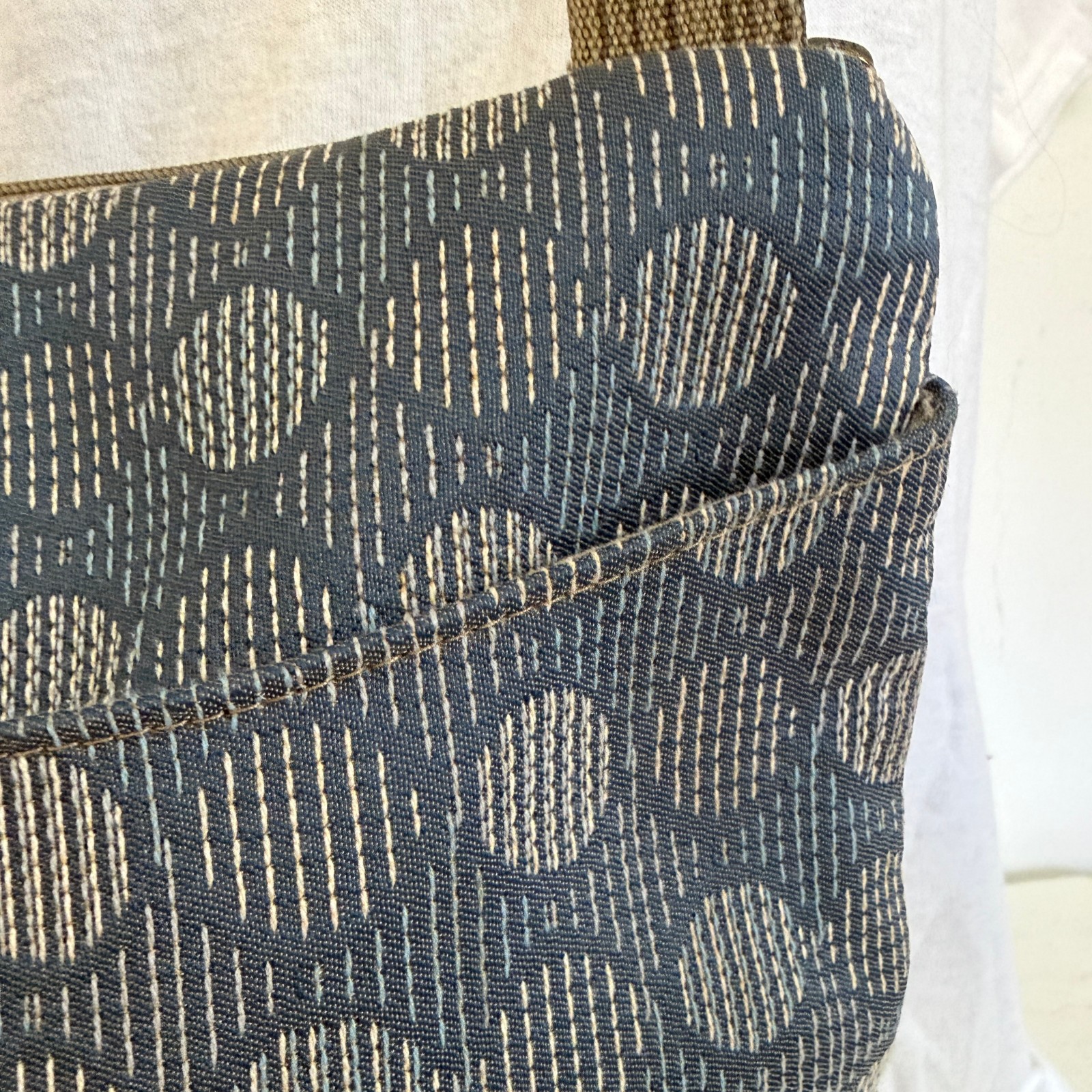 Maruca Crossbody Bag Blue Geometric Tapestry 11″x10″x3″ Handmade In Colorado