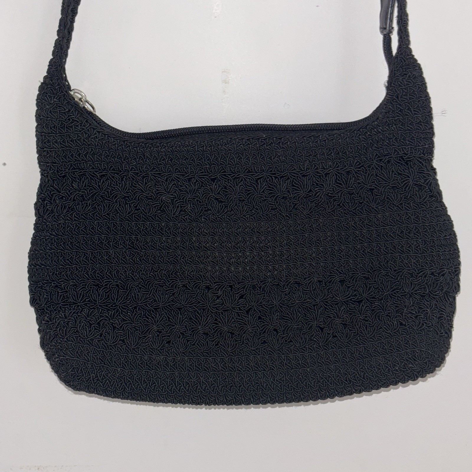 Vintage Y2k Amanda Smith Shoulder Handbag Purse Black Crochet Boho Festival