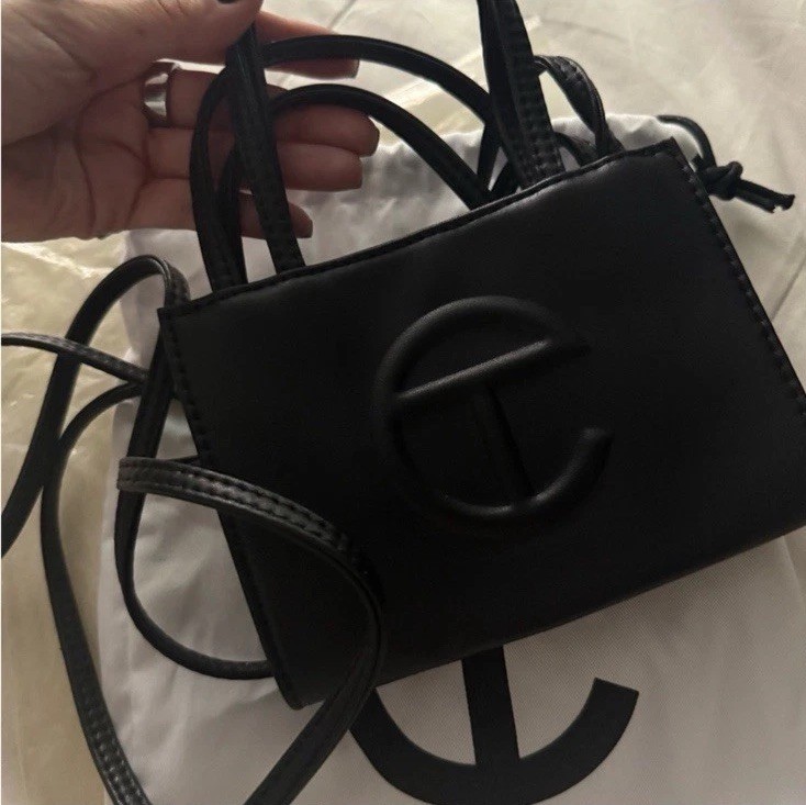 NEW TELFAR Authentic Mini Shopper Crossbody Bag Black Double Handle Purse