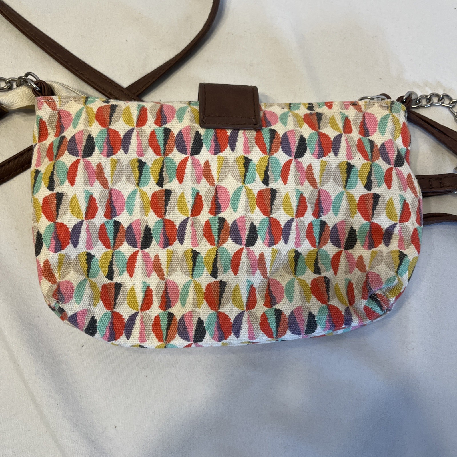 Small Crossbody Bag Colorful Geometric Design 8 x 5 Inches Zip Shut