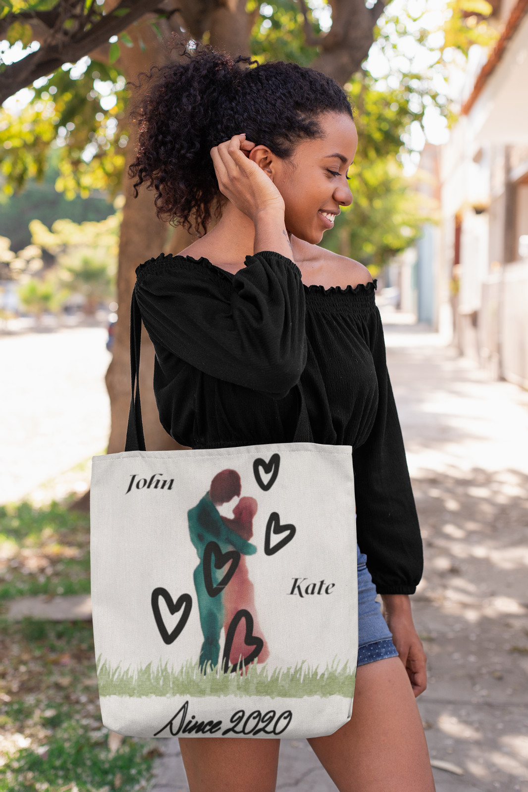Custom Tote Bag Add Your Text Personalized Custom Printed Gift Shopping Reusable