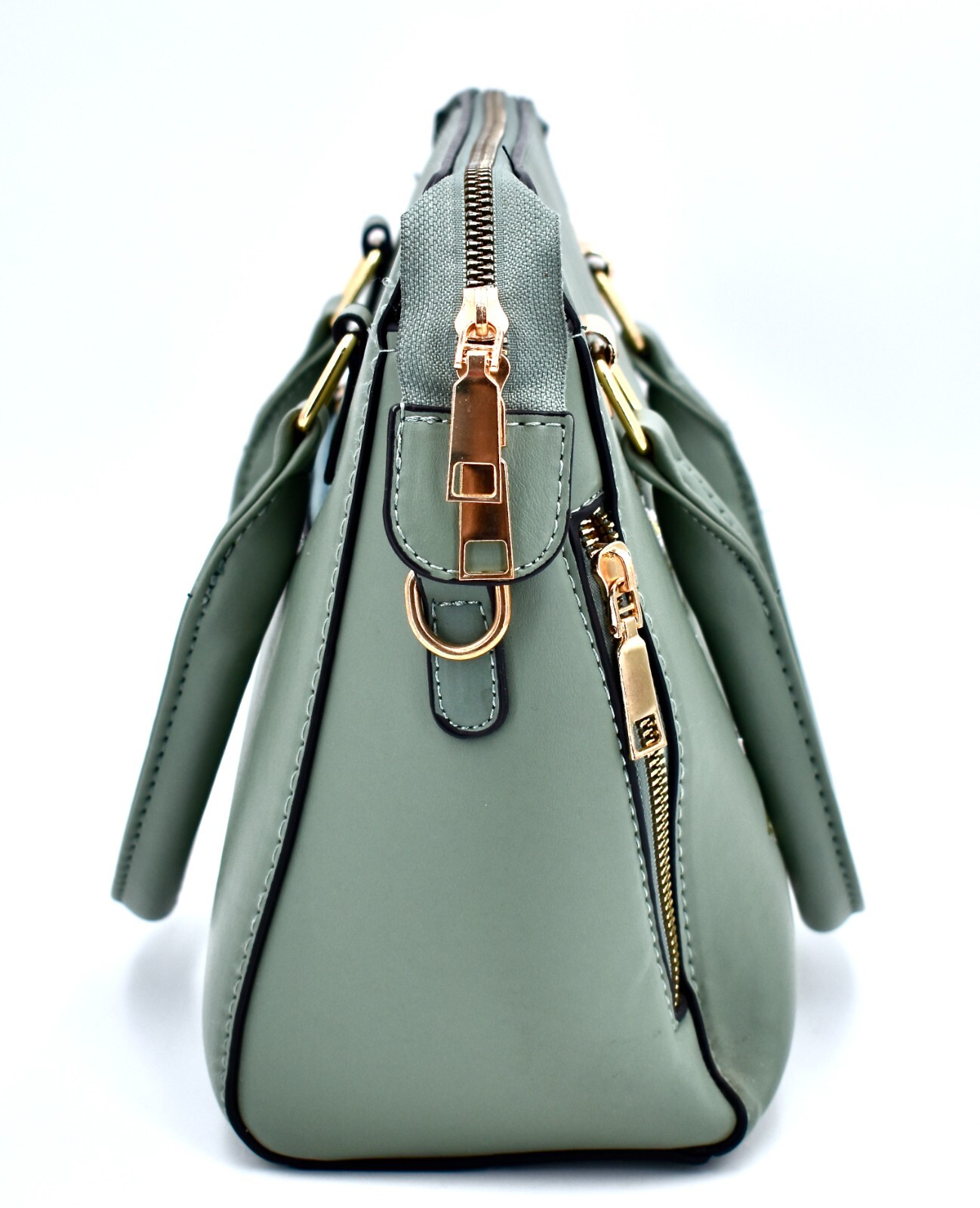 Floral Satchel Handbag,Green,Pu Leather, Double Straps,Shoulder Strap,Embroidery