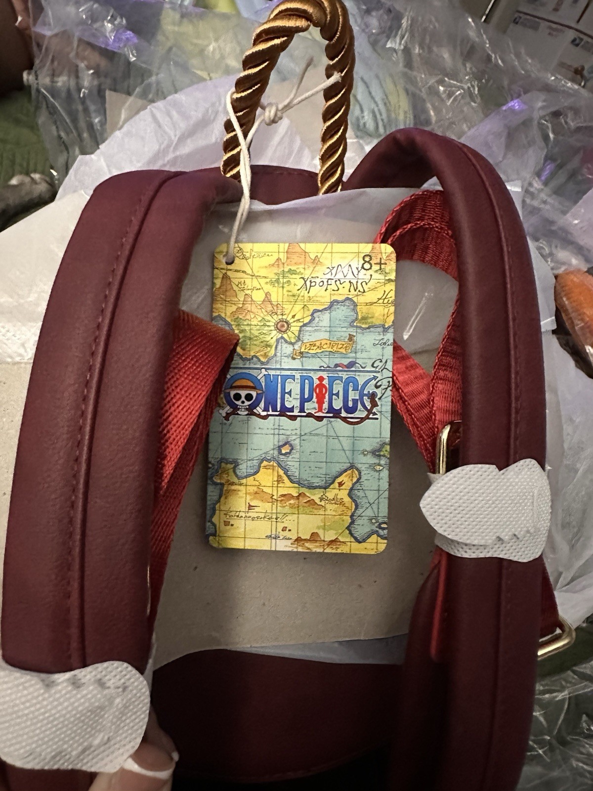Loungefly One Piece Monkey D. Luffy Round Red Backpack Zip Closure Bag Charm
