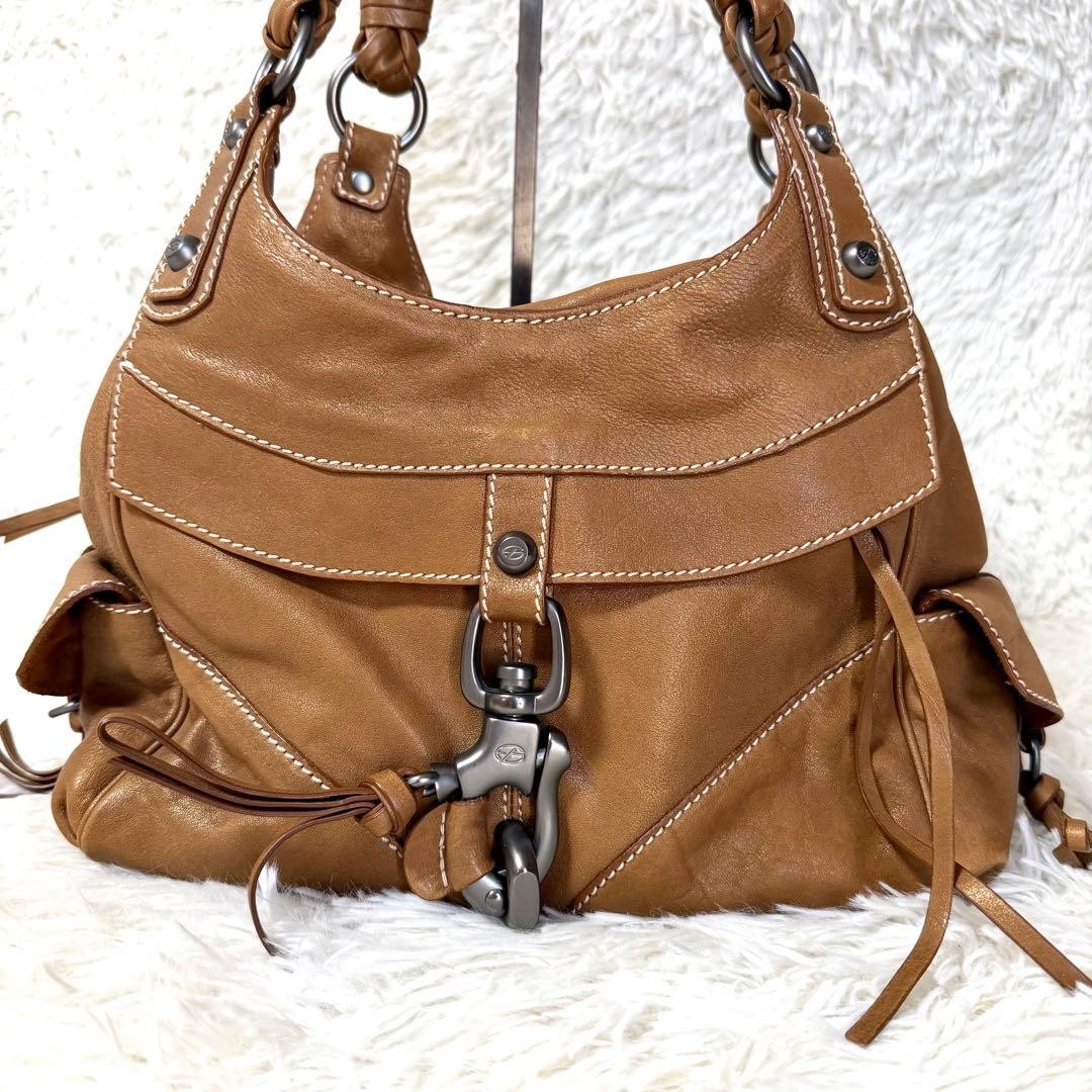 FRANCESCO BIASIA Handbag Braided Leather Brown Authentic From Japan Y2K