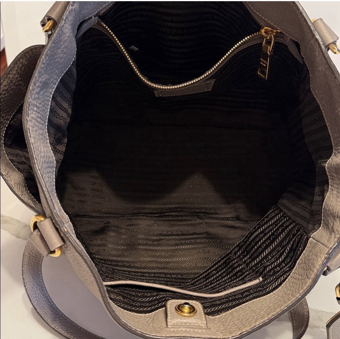 PRADA Women’s Large Pebbled Tote with Gold Hardware. Dust Bag included
