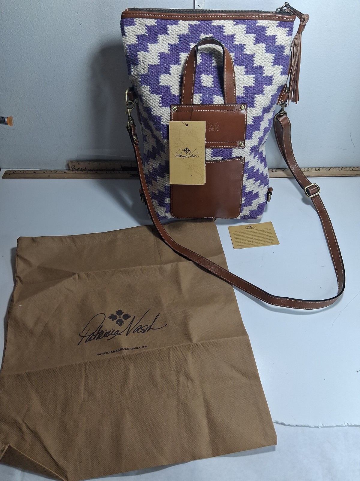 Patricia Nash Hand Loomed Cotton Weave Tote Purple Beach Gear NWT TD40D