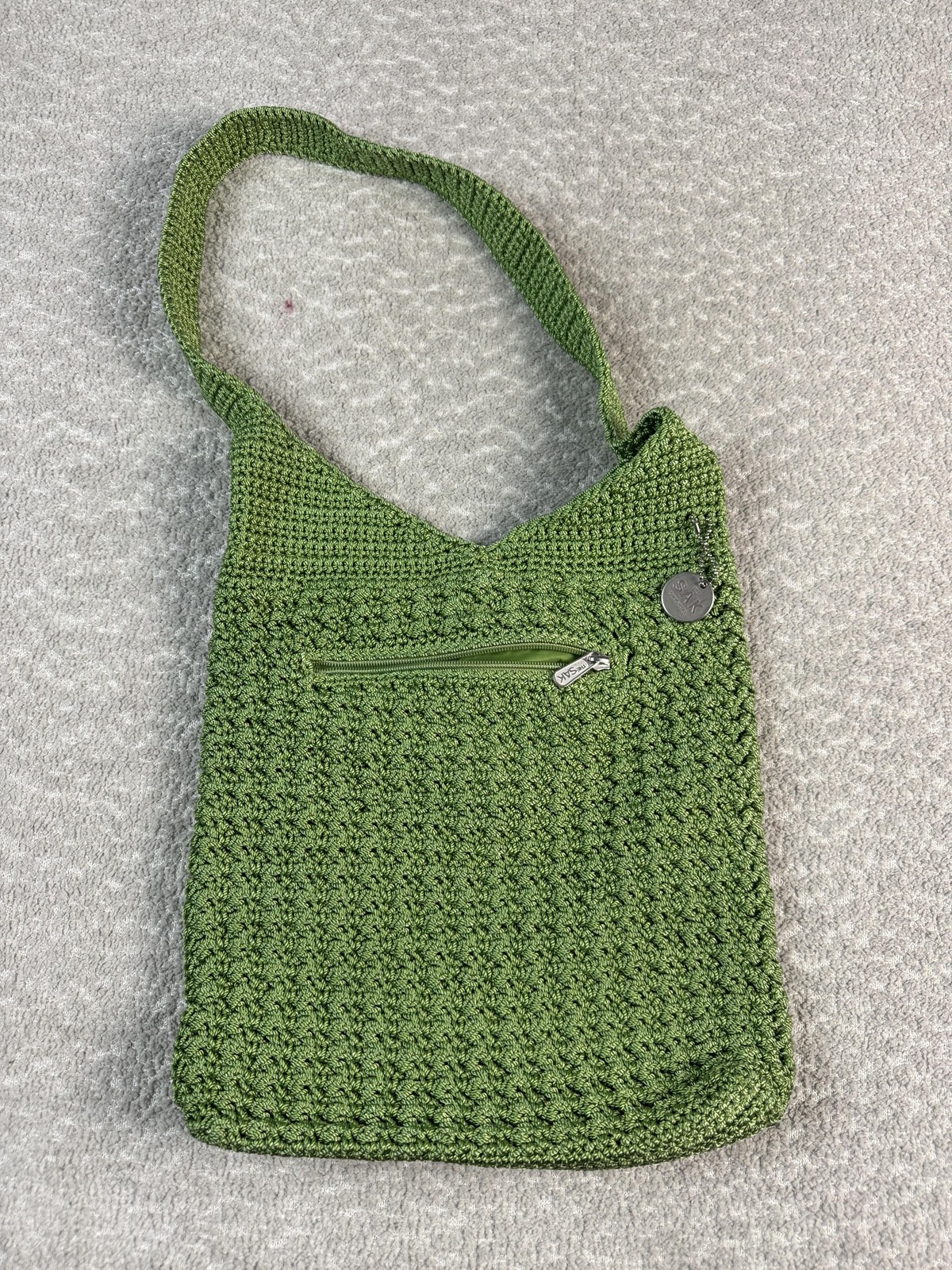 The Sak Original Shoulder Bag Womens Medium Green Crochet Boho Hobo Purse