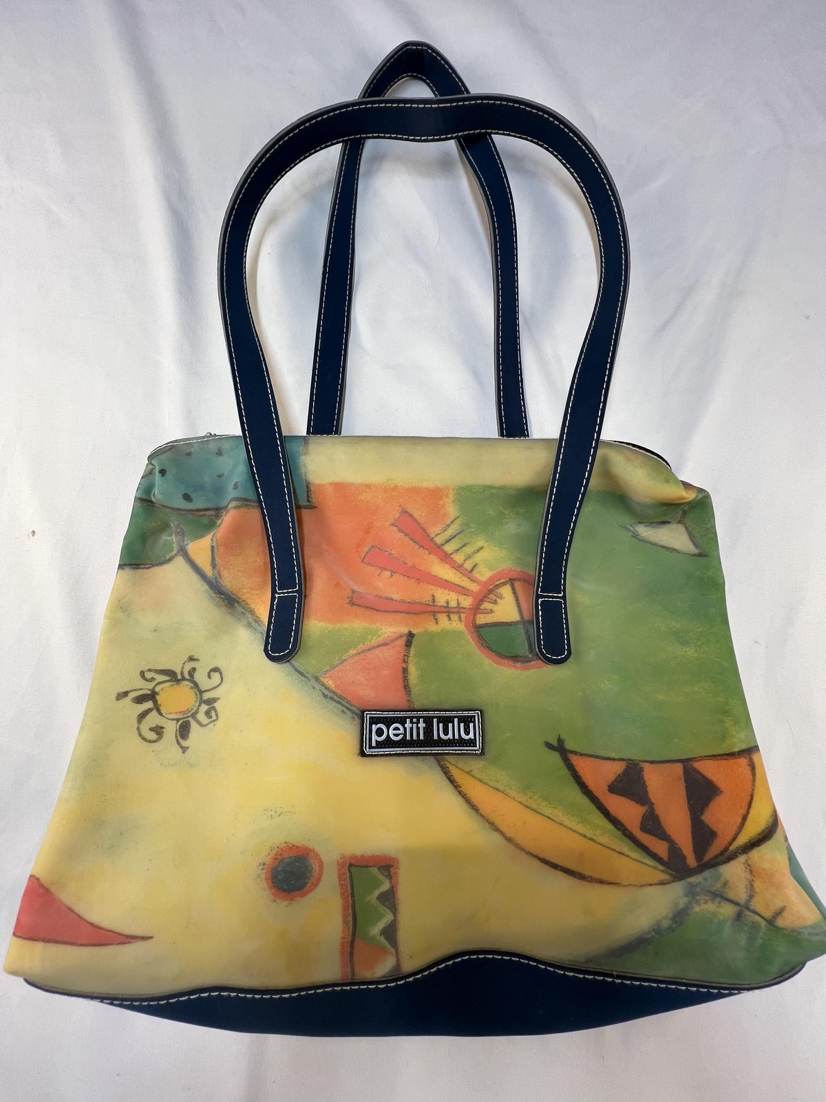 Petit Lulu Tote Bag Womens Multi Color Abstract Art Print Purse Medium Handles