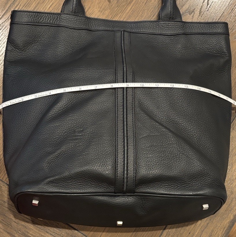 Valextra Black Leather Top Handle Tote Bag Handbag Purse Made In Italy