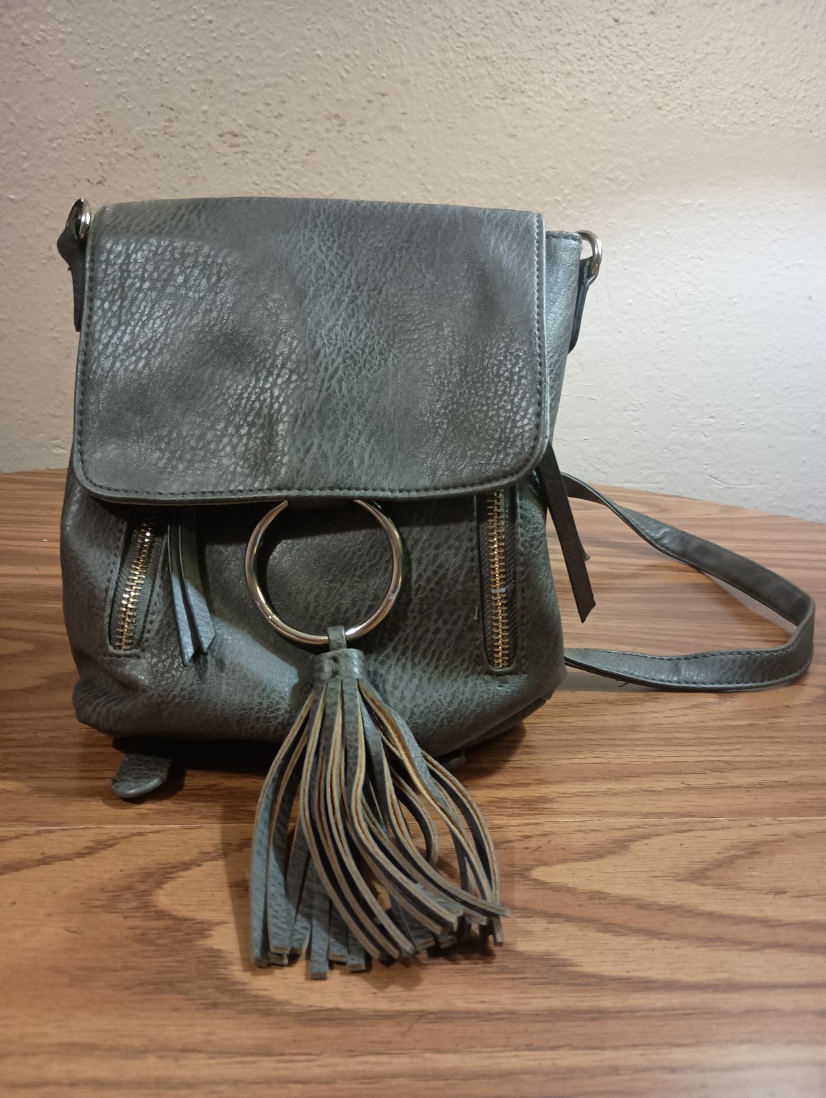 Unbranded Wmn’s Dark Gray Backpack Purse- Faux Leather 9×8″