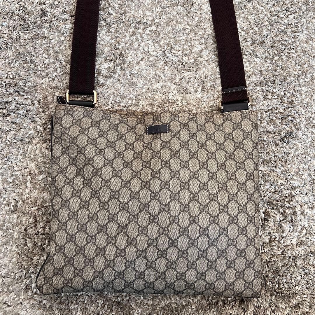 GUCCI PVC Leather Shoulder Bag Crossbody Adjustable Strap 29x34cm Authentic