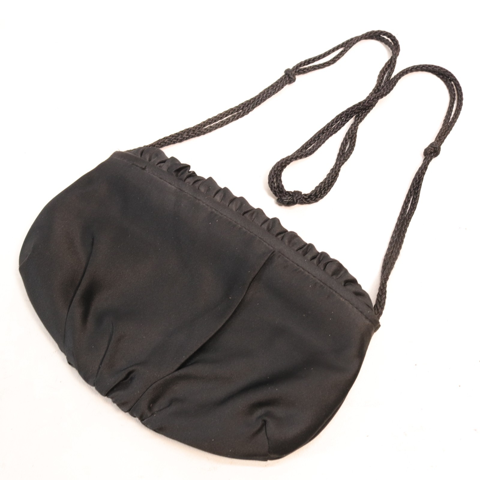 Vtg Le Regale Evening Handbag Women S Black Satin Ruched Purse Shoulder Bag