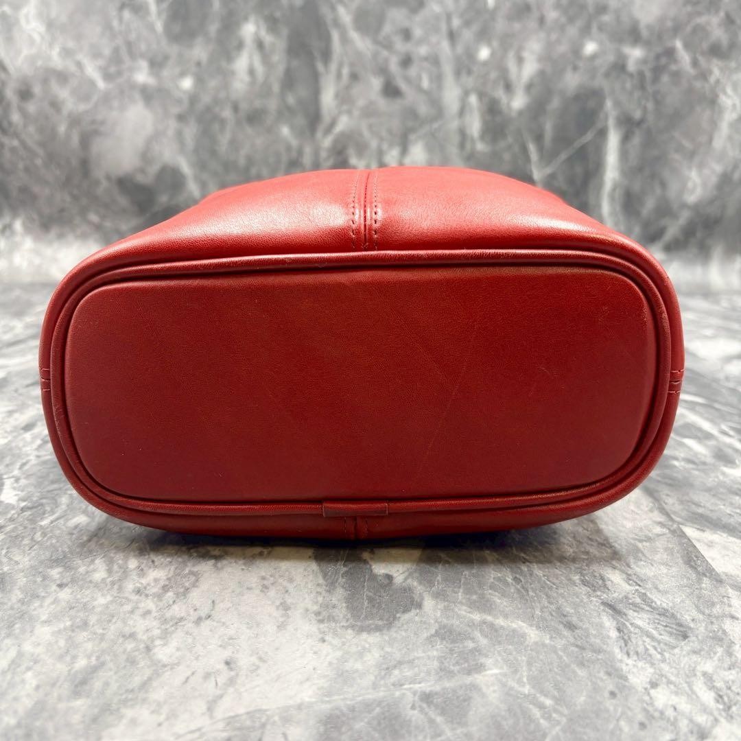 COACH 1051 Glove Leather Red One Shoulder Bag Gold Hardware 23x21cm Auth