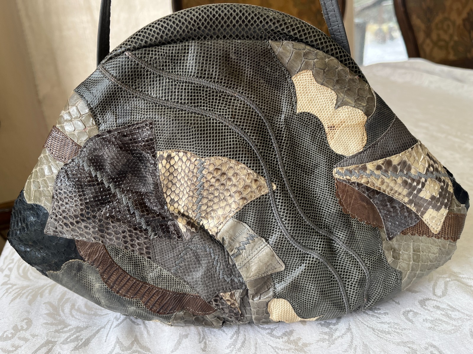 VTG ’80s CARLO FIORI of Italy Snakeskin Exotic Leather Tassel Shoulder Bag Purse