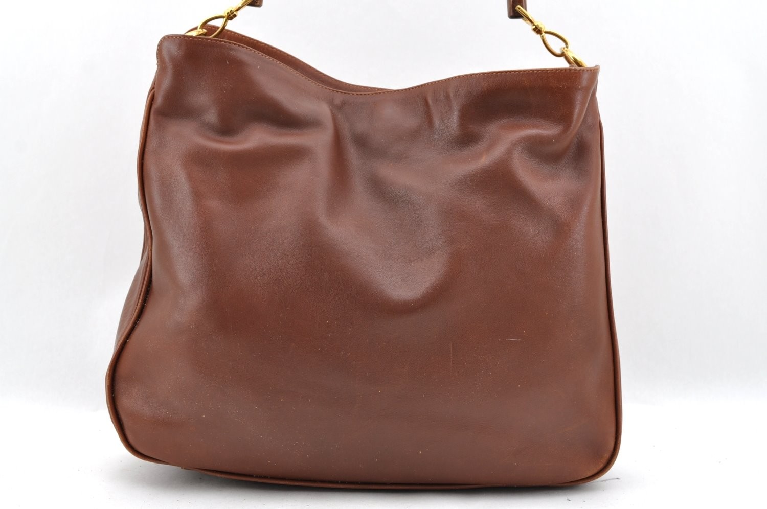 Authentic GUCCI Bamboo Shoulder Hand Bag Purse Leather Brown AB743