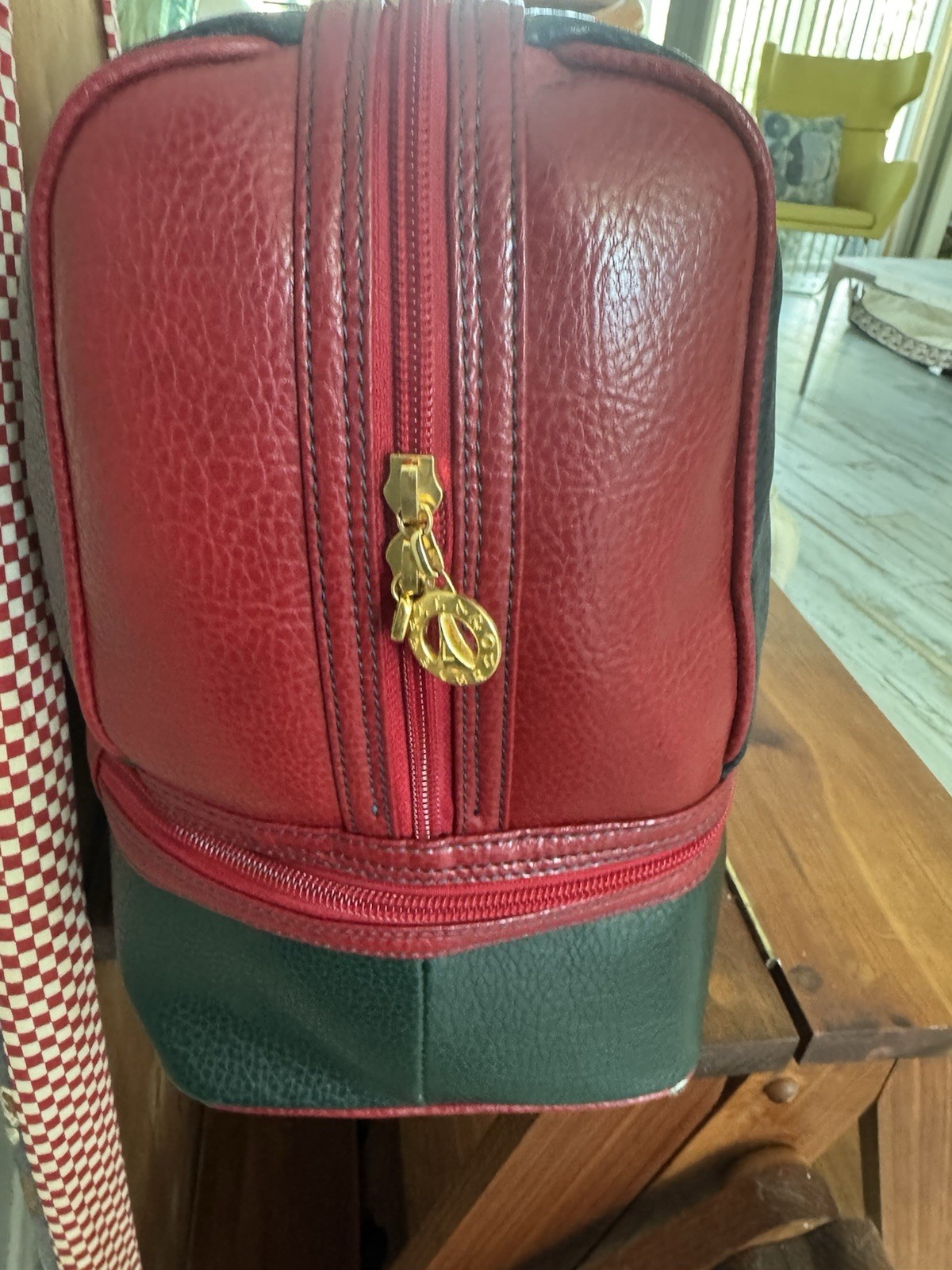 Vintage La Tour Eiffel 1887 Leather Multicolor Block Luggage Duffle Bag RARE