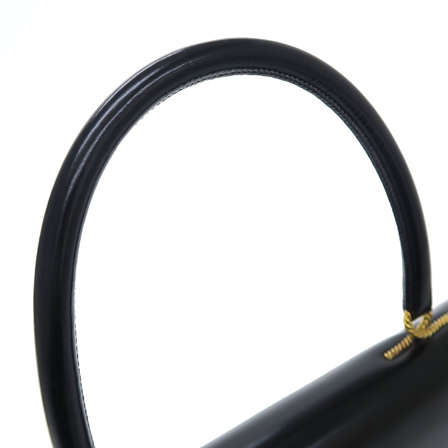 Hermes Vasco Box Calf Black Shoulder Bag Gold Hardware #SAB14848