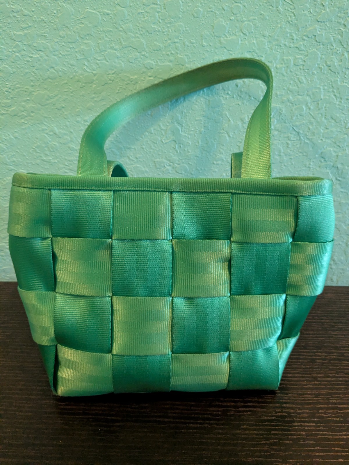 Harveys Original Small Seat Belt Bag Tote Purse Green Double Handles