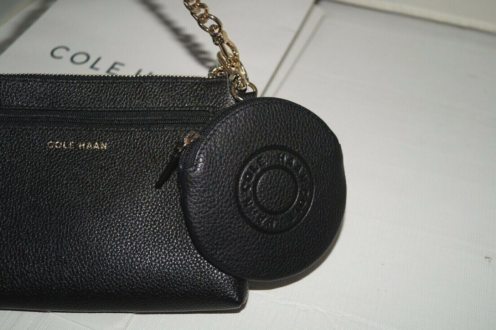 NWT Authentic COLE HAAN GRAND SERIES Black Leather Gold Chain Women’s Mini Bag