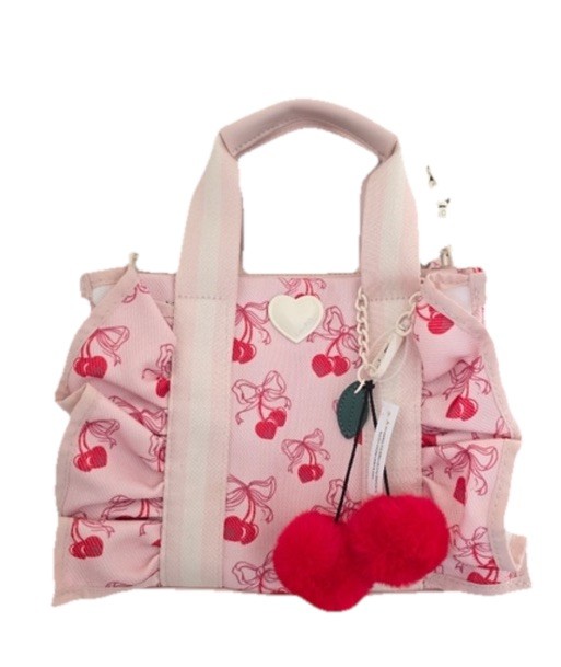 Betsey Johnson Luv Betsey Cherry Bow Ruffle Satchel Tote Bag Crossbody Purse NWT