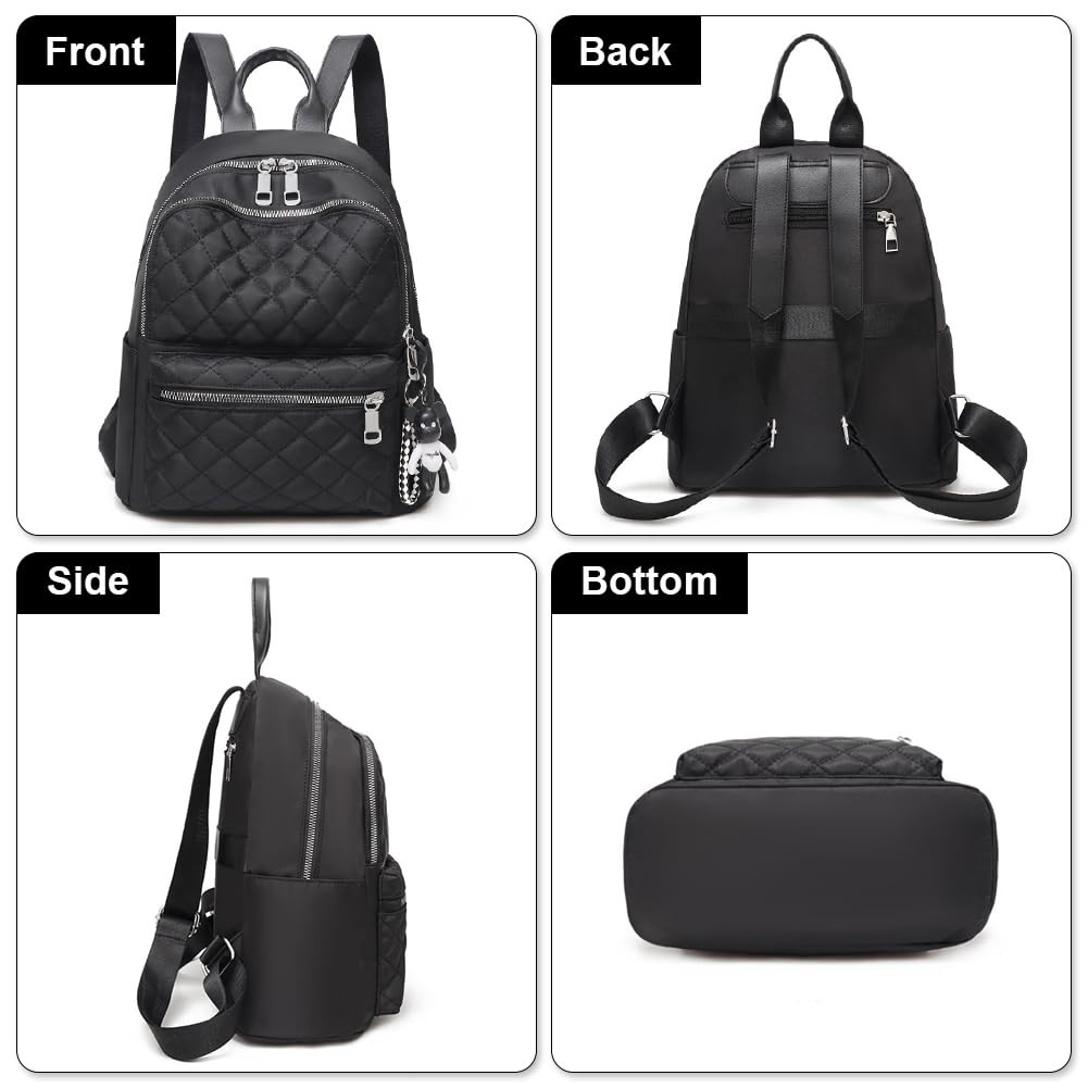 Lightweight Quilted Nylon Backpack Women Small Daypack Anti-Theft Travel Bag
