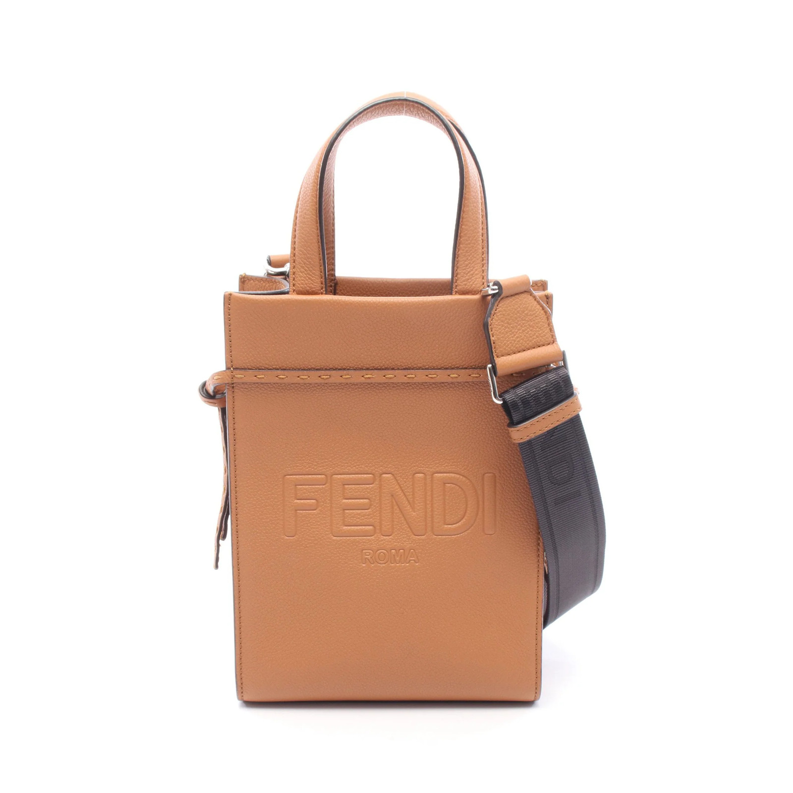 Fendi S 2WAY Tote Bag Brown Leather #RCB13761