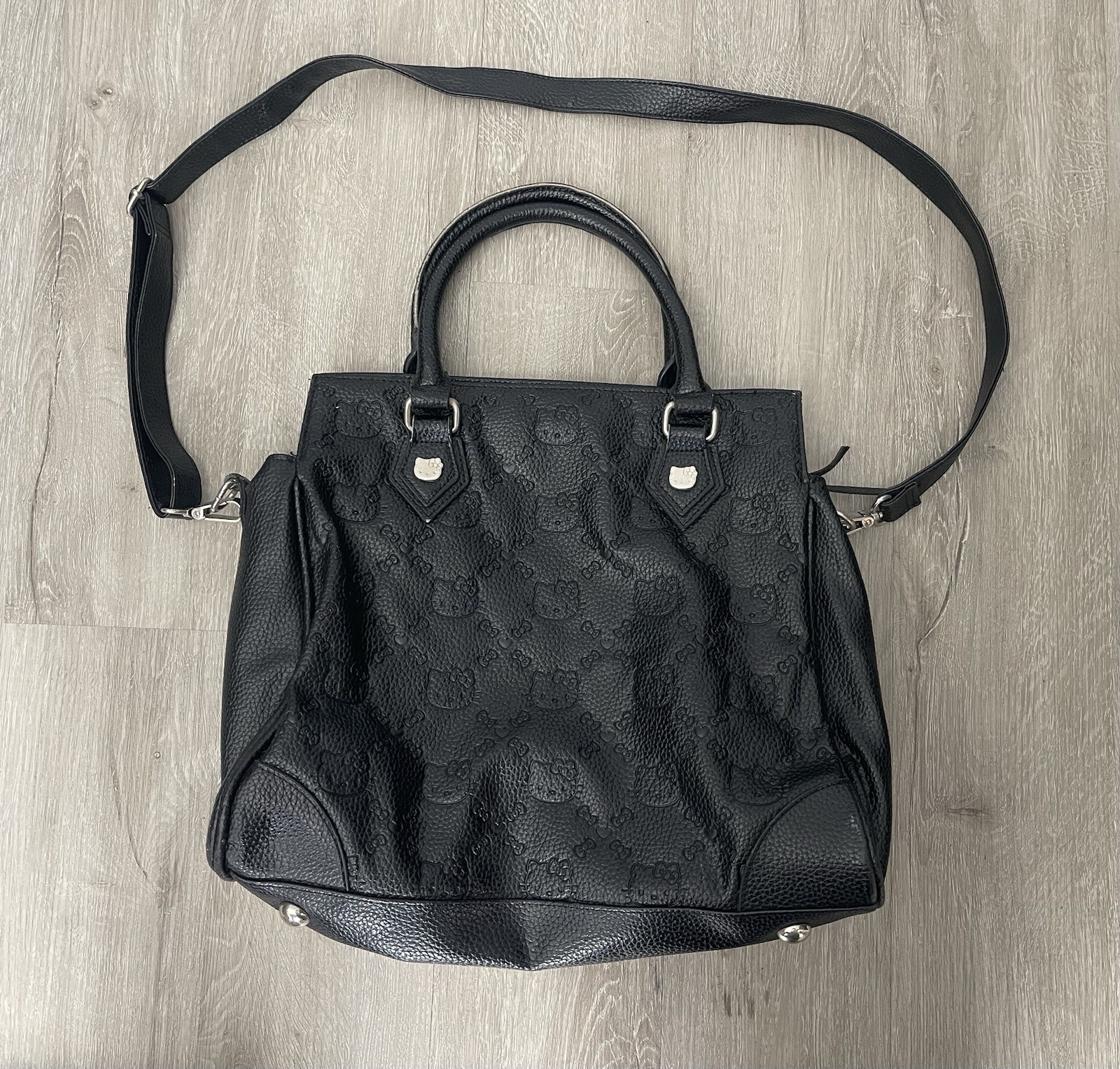 Hello Kitty Loungefly Hand Bag Purse Black All Over Print Logo
