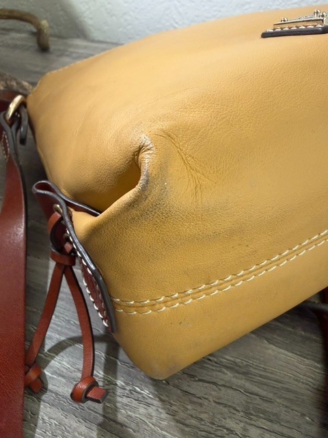 Dooney & Bourke Pebble Grain Leather Mustard Yellow Crossbody Shoulder Bag