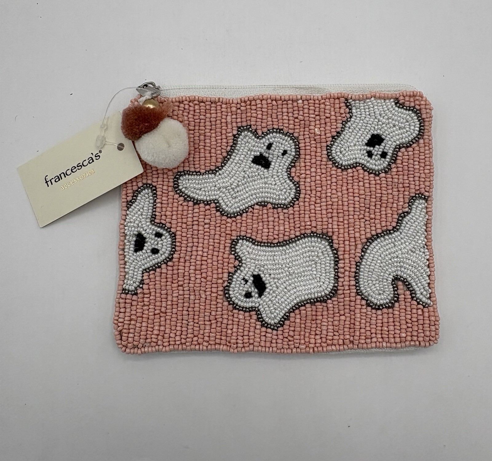 Francesca’s Nina Ghost Print Beaded Pouch Coin Purse