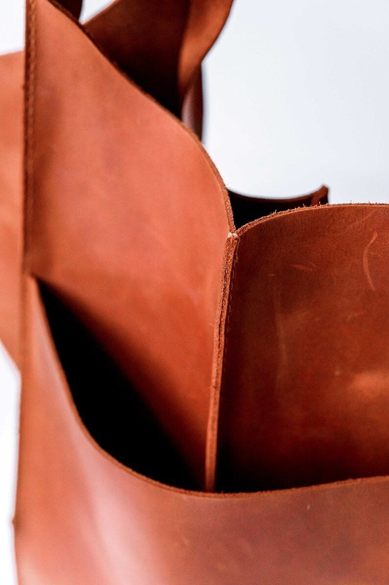 Genuine leather tote bag, Cognac hobo bag, Woman shoulder bag