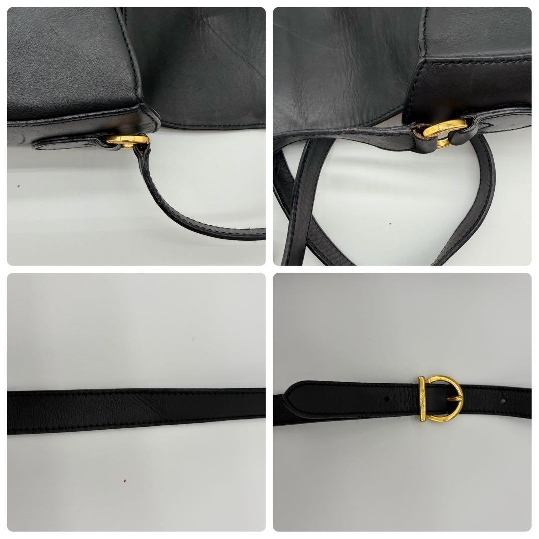 Salvatore Ferragamo Black Leather Gancini Shoulder Crossbody Bag Gold Hardware