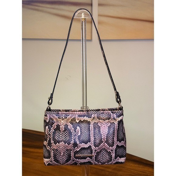 RARE Brahmin Lorelei Dusty Pink Haiku Snake Print Leather Shoulder Hand Bag NWT