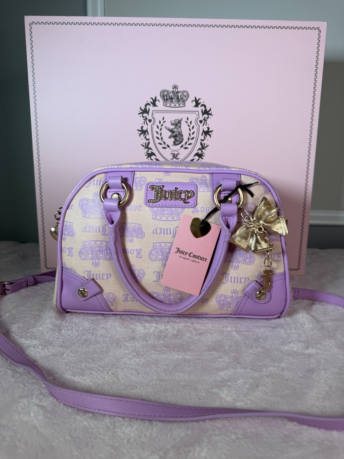 Juicy Couture lilac crown monogram crossbody bag
