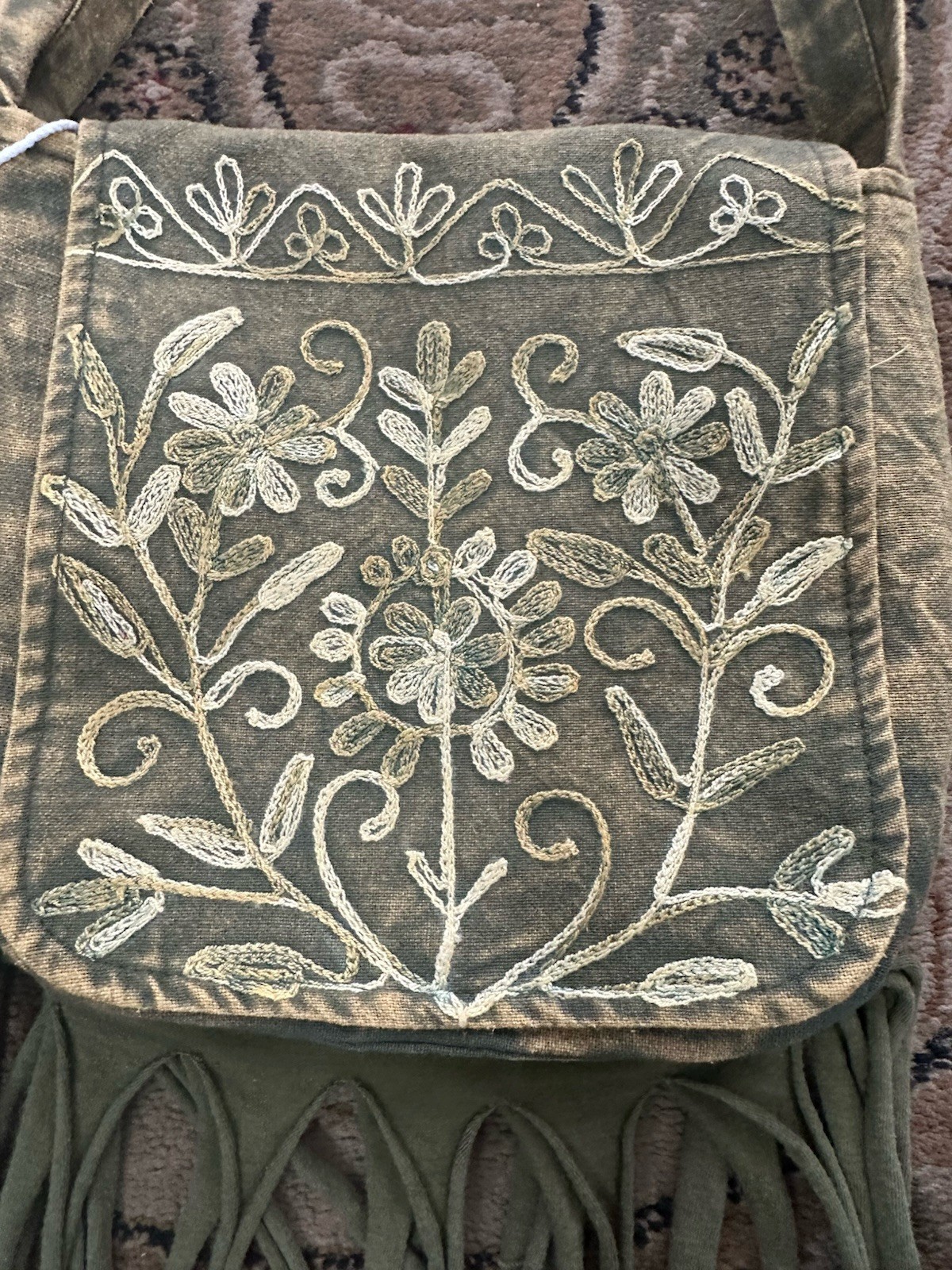 Boho Festival Crossbody Bag With Fringe And Embroidery